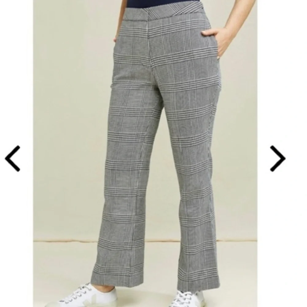 people tree 8 organic cotton Sienna‎ tweed plaid trousers cropped career pant - Picture 2 of 16